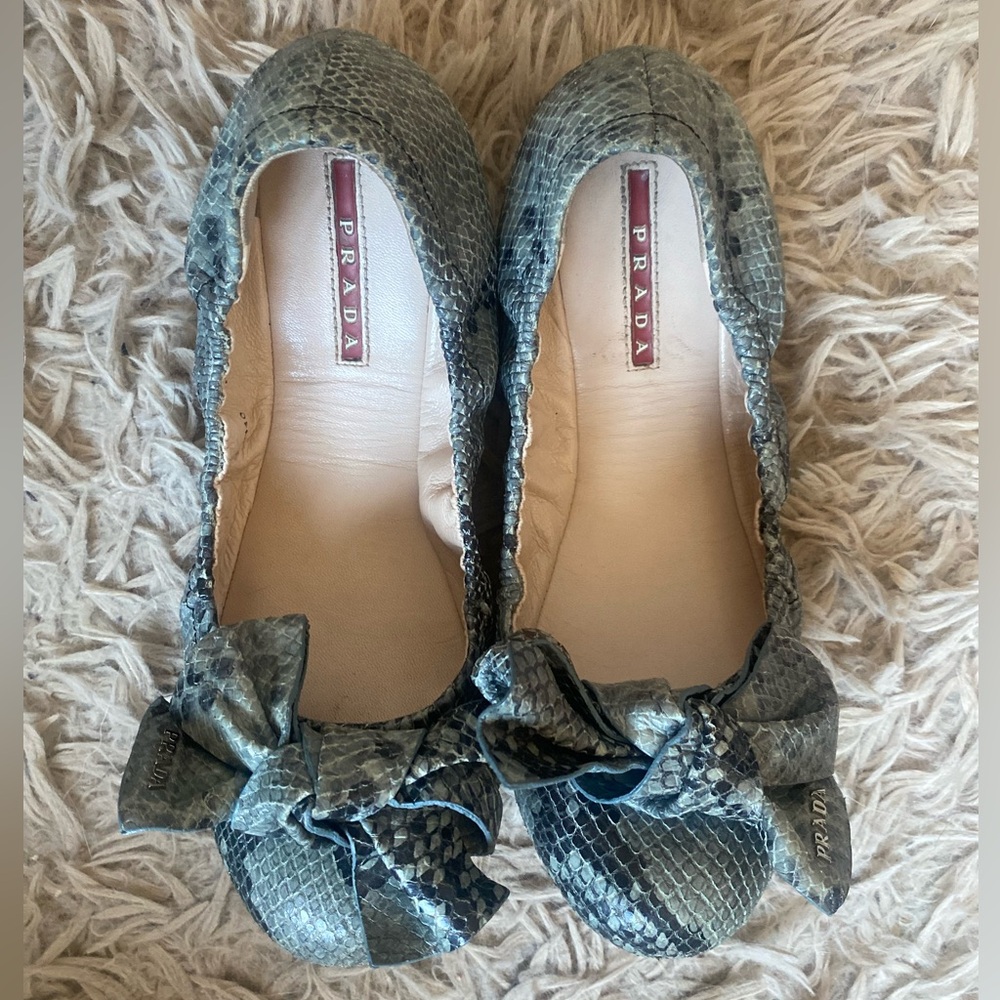 Prada Ballerinas / Flats Python Grey / Blue Size … - image 3